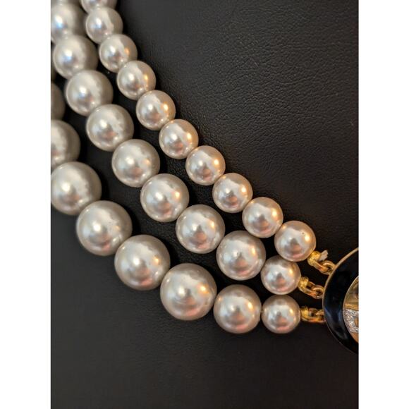 Vintage Designer Givenchy Bijoux Multi Strand Silver Gray Faux Pearl Necklace - Picture 11 of 15